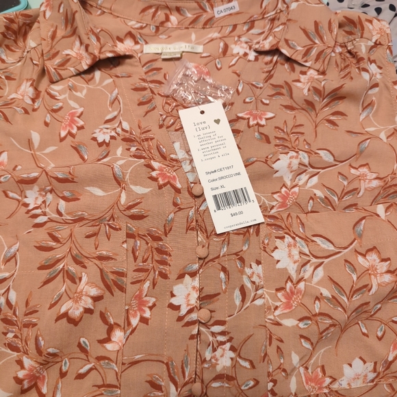 Dusty Pink Sleeveless Top Floral Pattern Long Back XL Size Extra Large Blouse - Picture 7 of 7